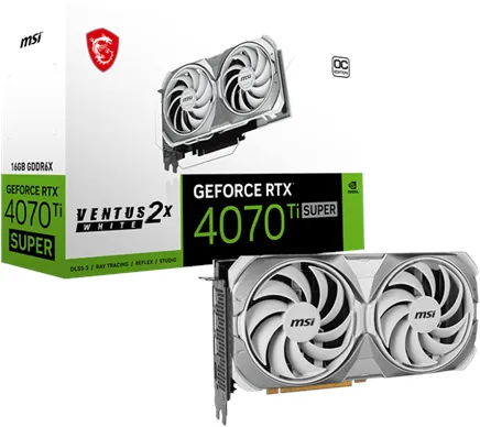 MSI GeForce RTX 4070 Ti SUPER VENTUS 2X OC WHITE - 16GB GDDR6X RAM - Näytönohjain